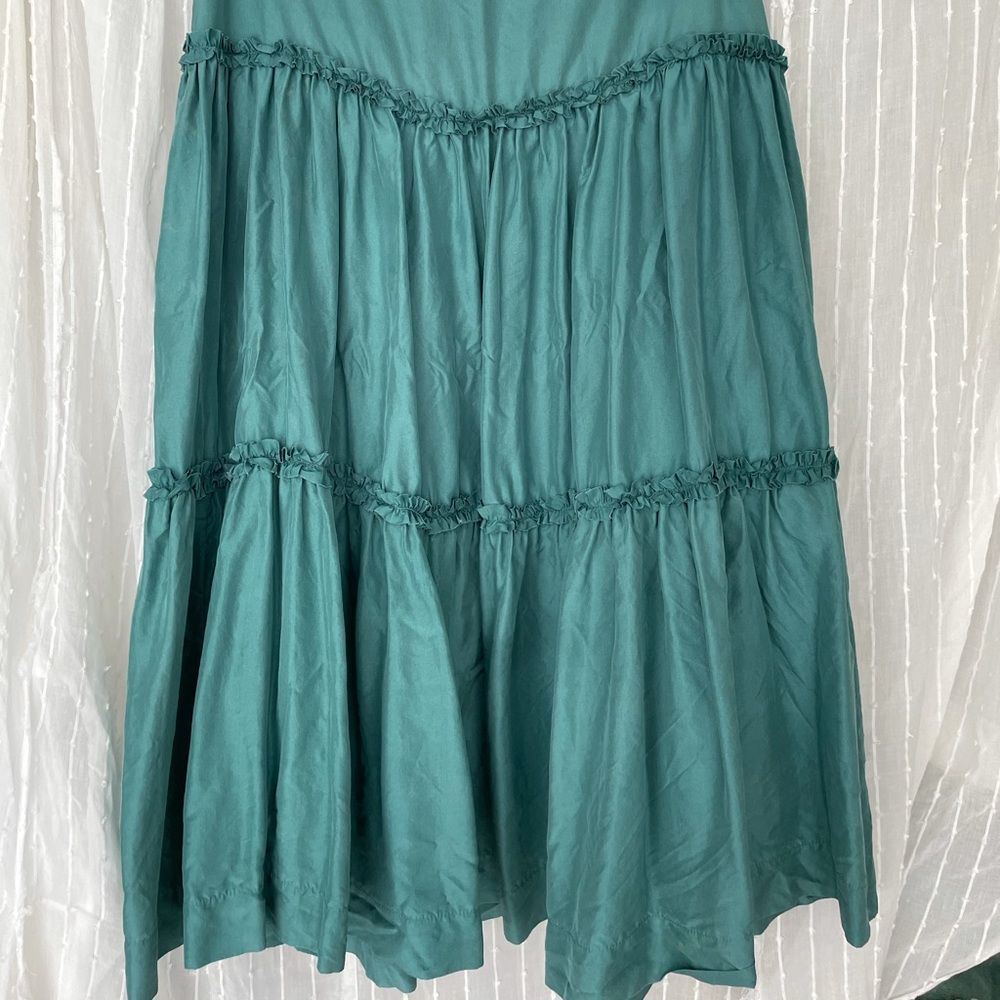 Anthropology Green Silk Skirt